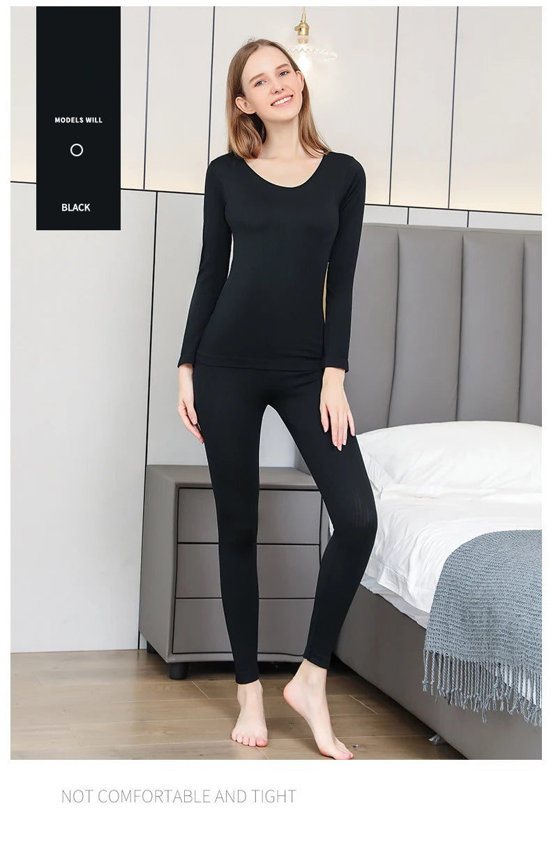 Warm Thermal Long Johns Set – Women's Cotton Body Shaping Loungewear - 3KDyn